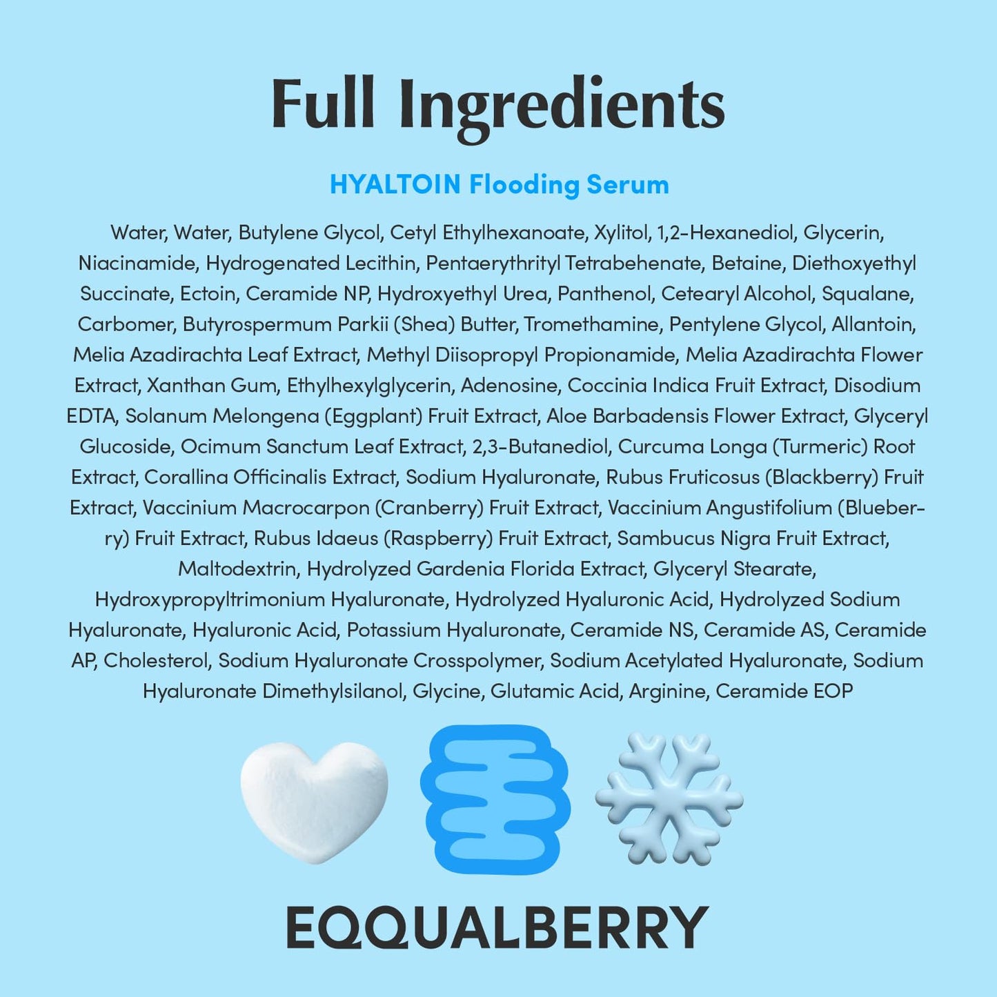 EQQUALBERRY Hyaltoin Flooding Smoothie Serum | 5% Hyaluronic Acid Serum for Face & Redness Relief | Deep Hydrating Cooling Care with 5 Ceramides & Ectoin | Korean Skincare (1.01oz / 30ml)